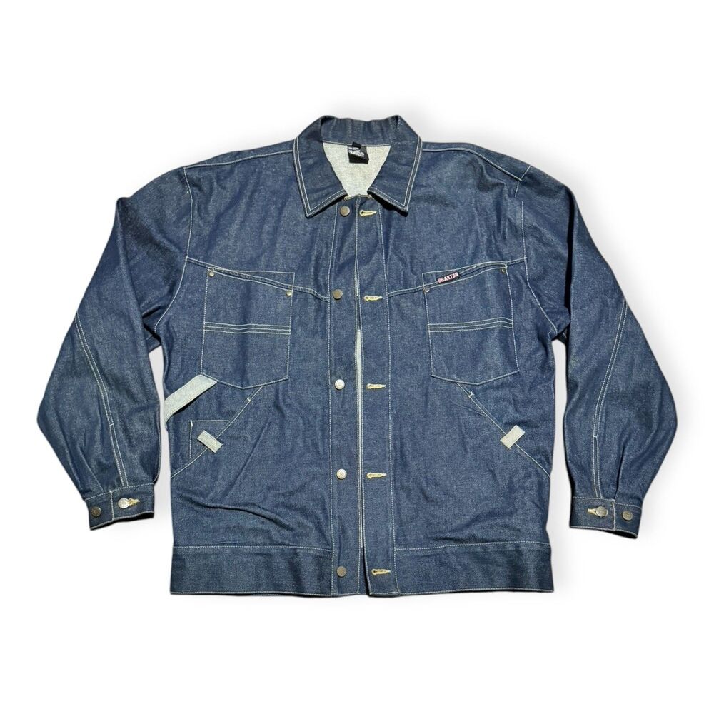 VTG Braxton Urban Collection Mens LRG Denim Jean Trucker Ranch Biker Jacket Y2K
